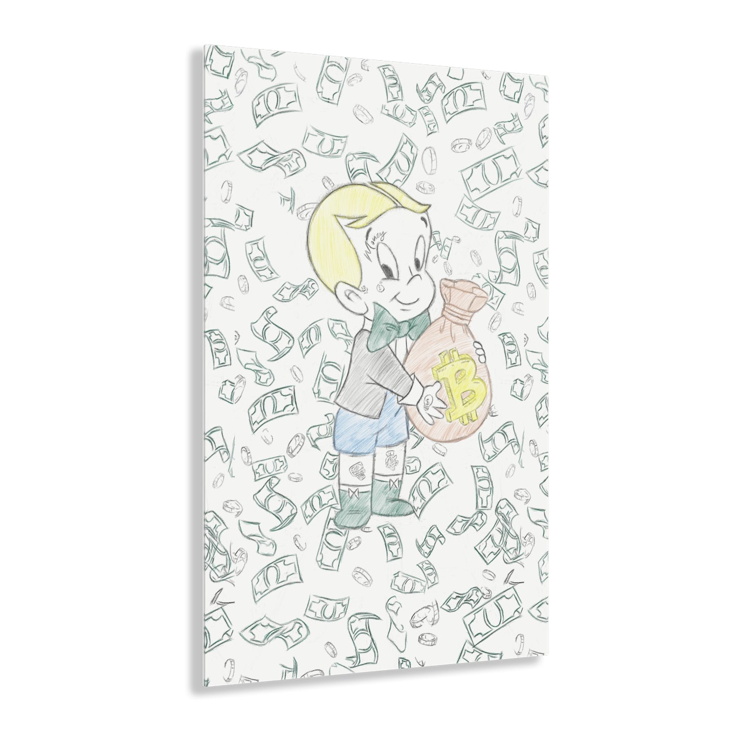 Modern Day Richie Rich Glass Canvas