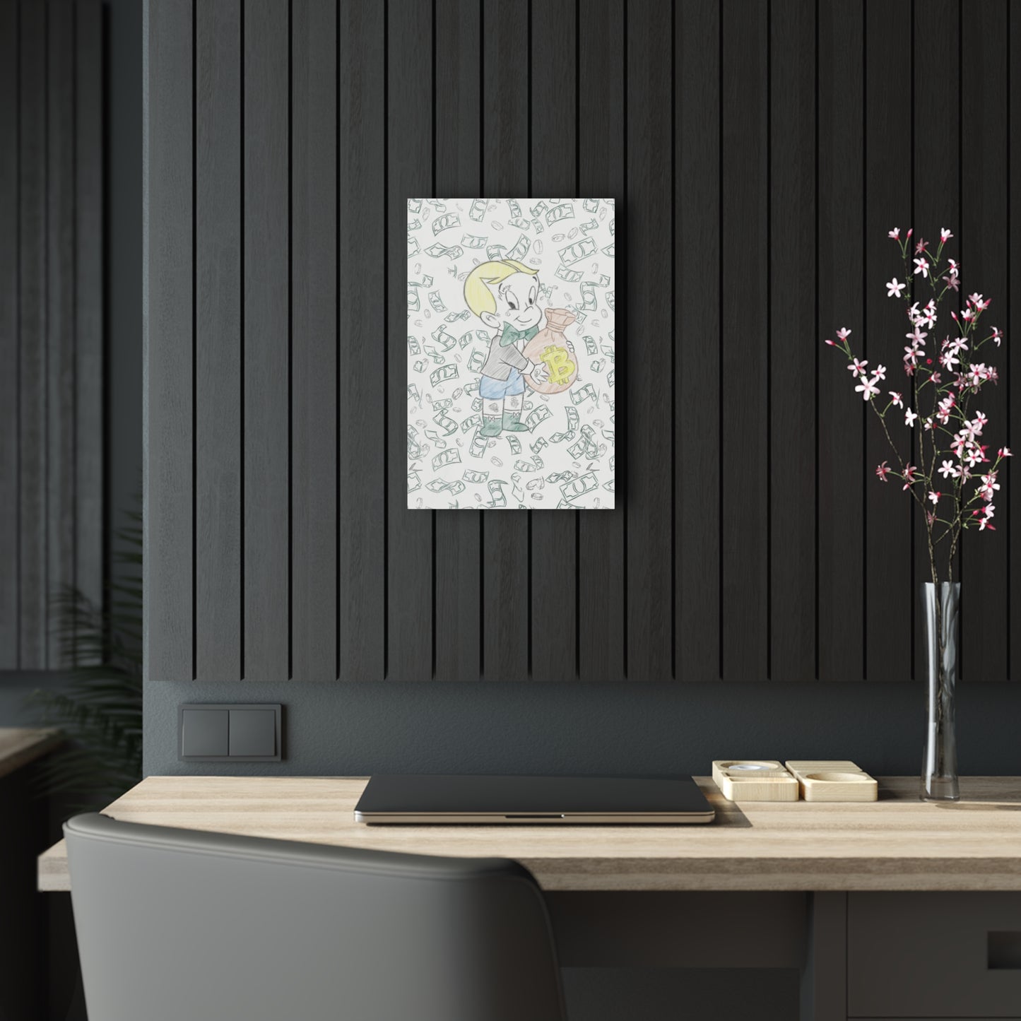 Modern Day Richie Rich Glass Canvas