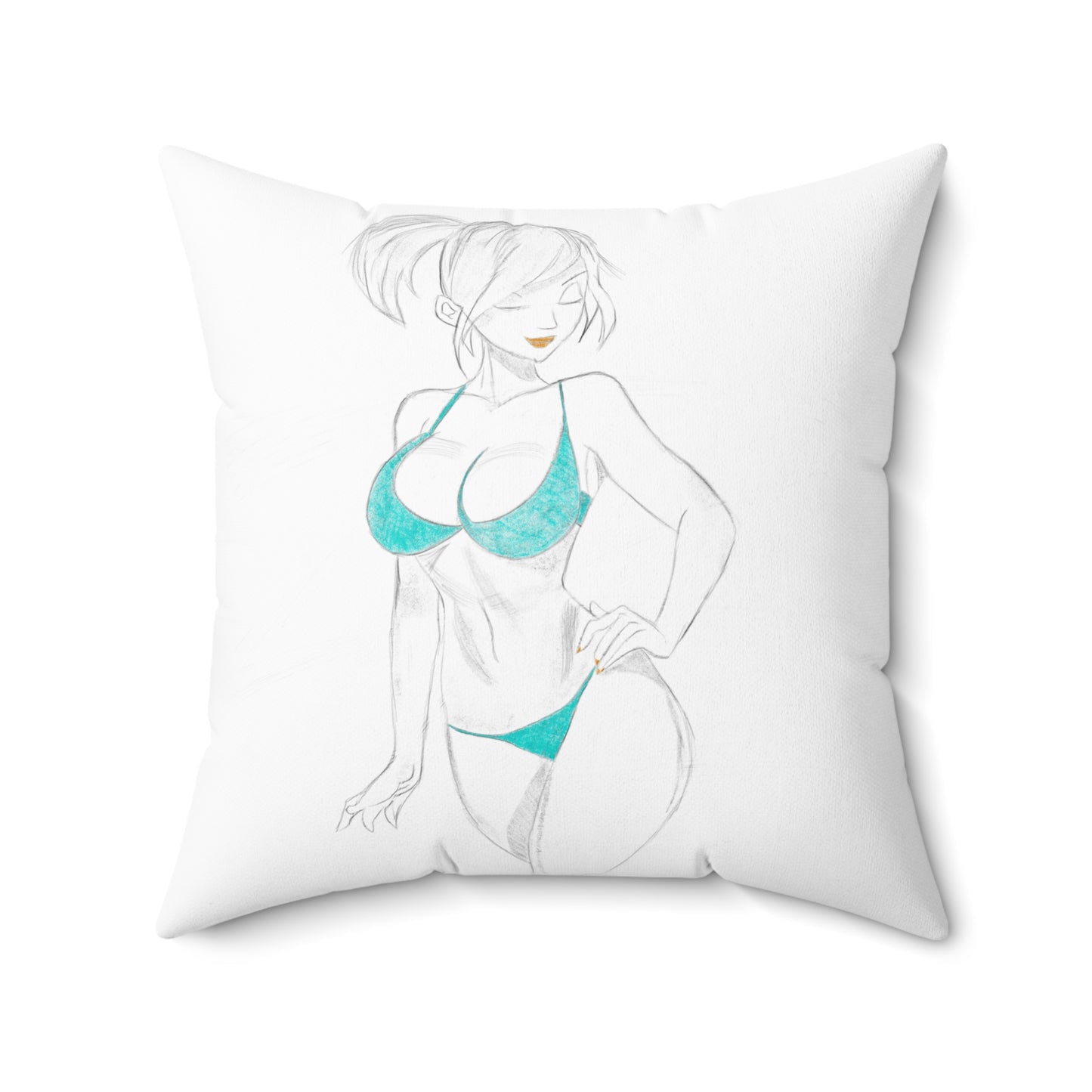 Bikini Girl Suede Square Pillow