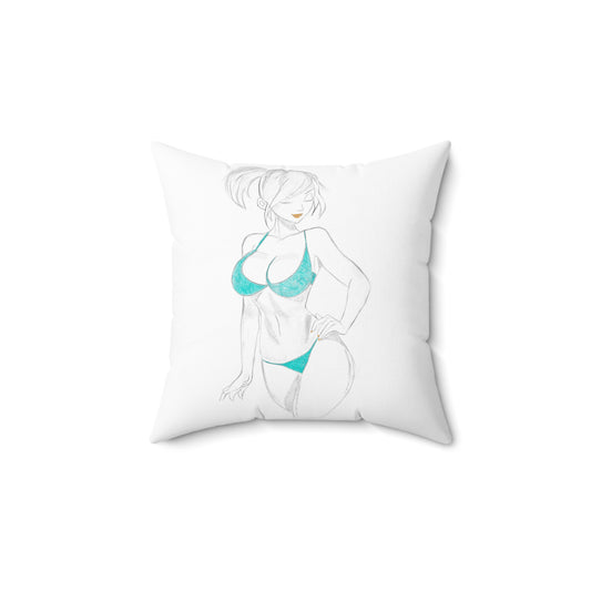 Bikini Girl Suede Square Pillow