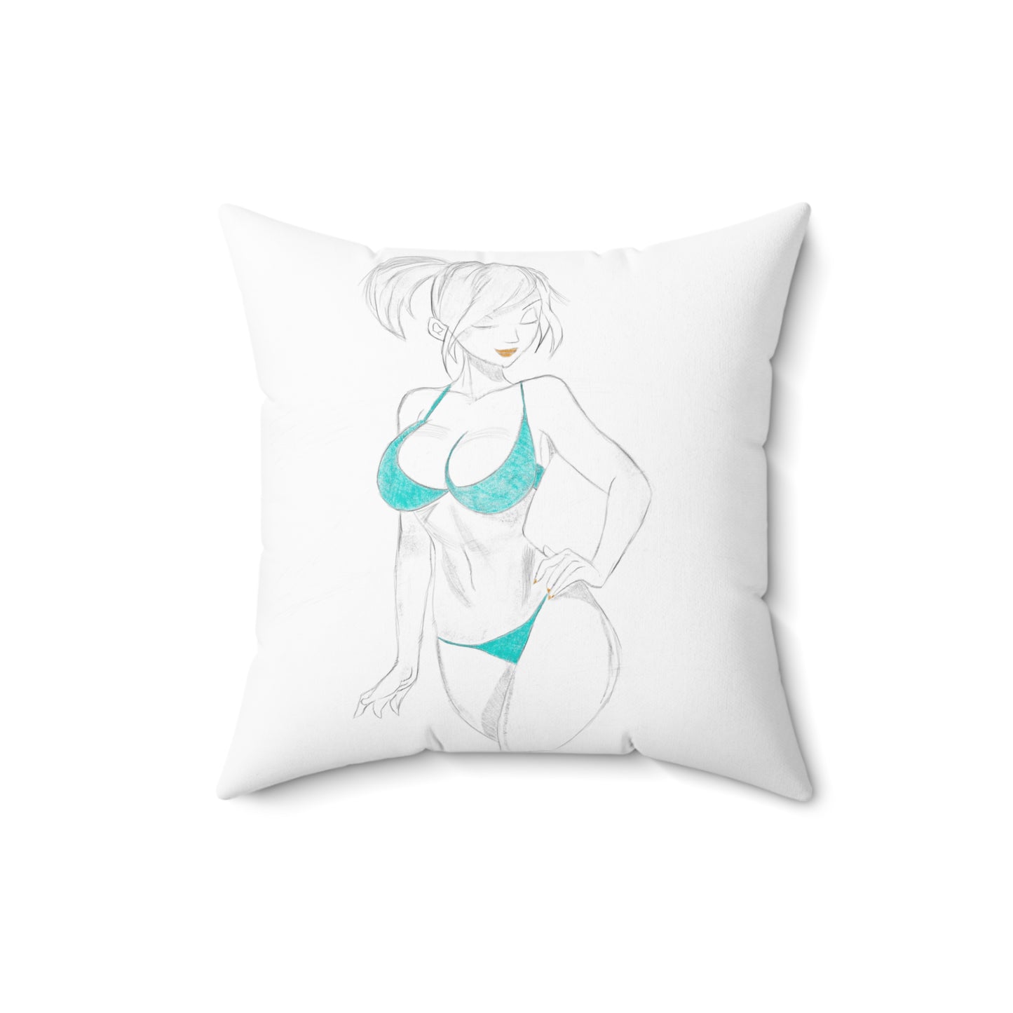 Bikini Girl Suede Square Pillow