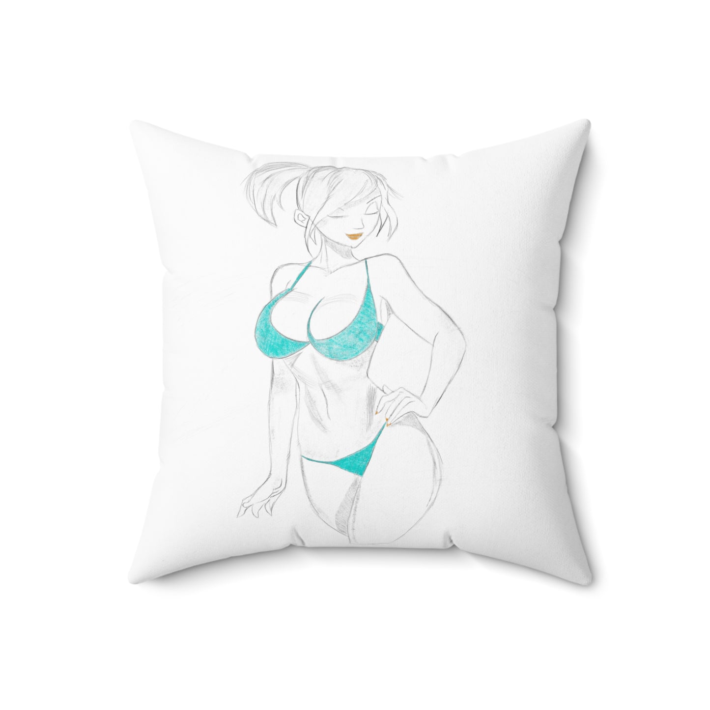 Bikini Girl Suede Square Pillow